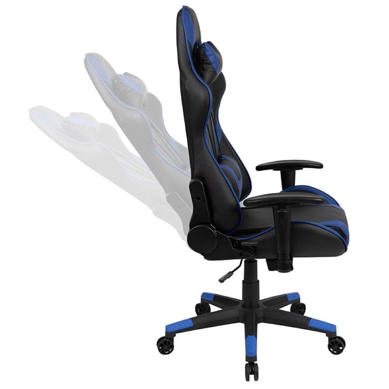 Flash Furniture Gaming Desk and Racing Reclining Chair Set in Red and Blue