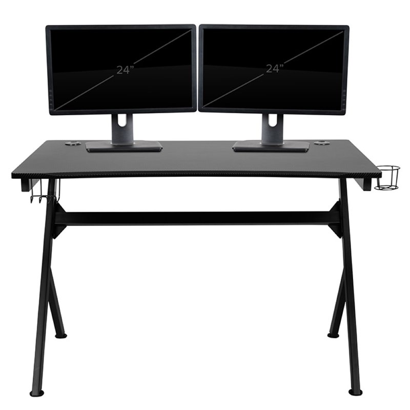 flash furniture gaming desk and racing reclining chair set in black