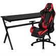 Flash Furniture Gaming Desk and Racing Reclining Chair Set in Black and Red