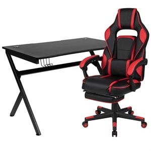 Flash Furniture Gaming Desk and Racing Reclining Chair Set in Black and Red