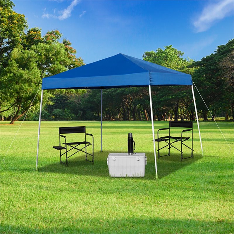 Flash Furniture 8' Square Outdoor Pop Up Canopy Tent with Carry Case in Blue