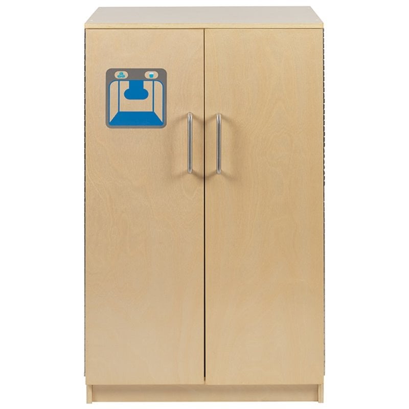 Flash Furniture Classic Wooden Play Kitchen Refrigerator in Natural