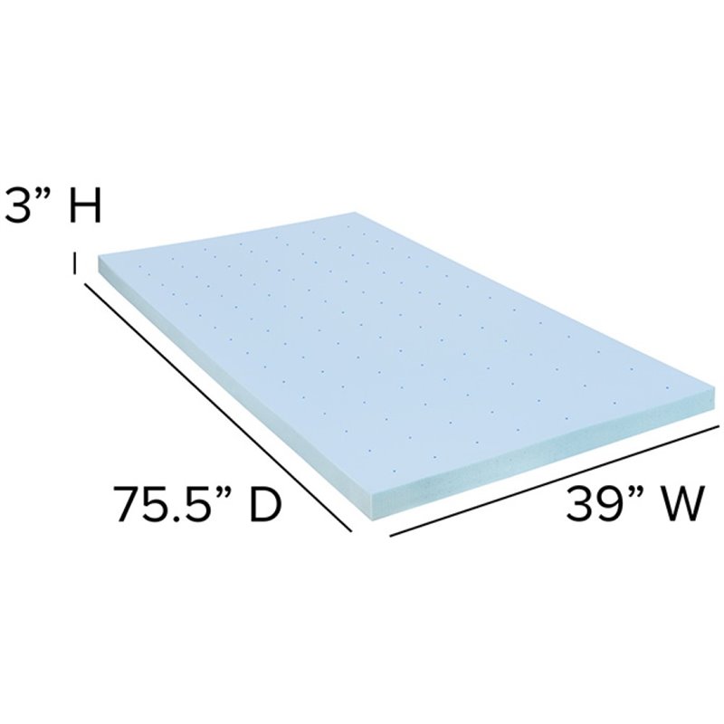 Flash Furniture Capri Comfortable Sleep 3 inch Cooling Gel Mattress Topper -Twin