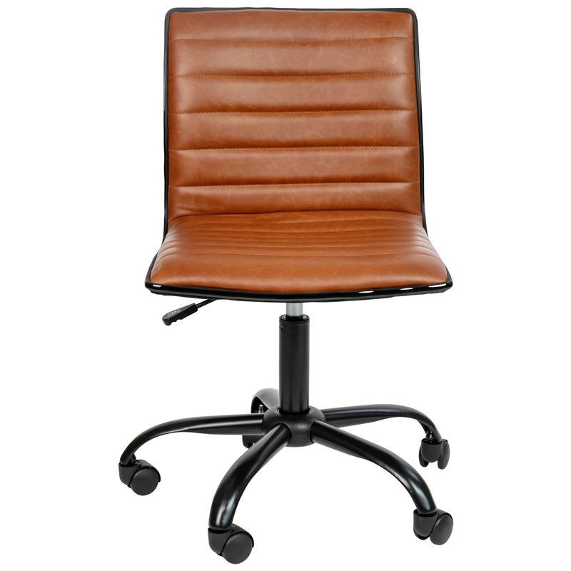 Flash Furniture Faux Leather Low Back Office Swivek Chair in Brown and Black