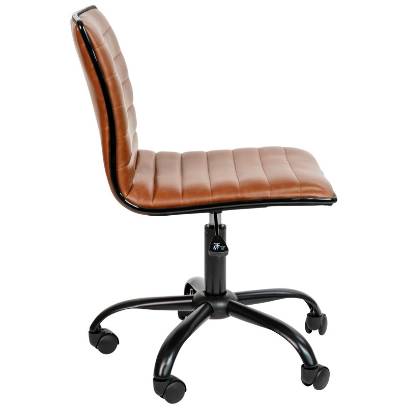 Flash Furniture Faux Leather Low Back Office Swivek Chair in Brown and Black