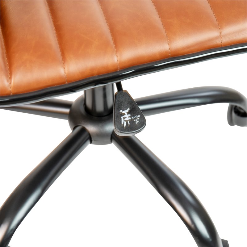 Flash Furniture Faux Leather Low Back Office Swivek Chair in Brown and Black