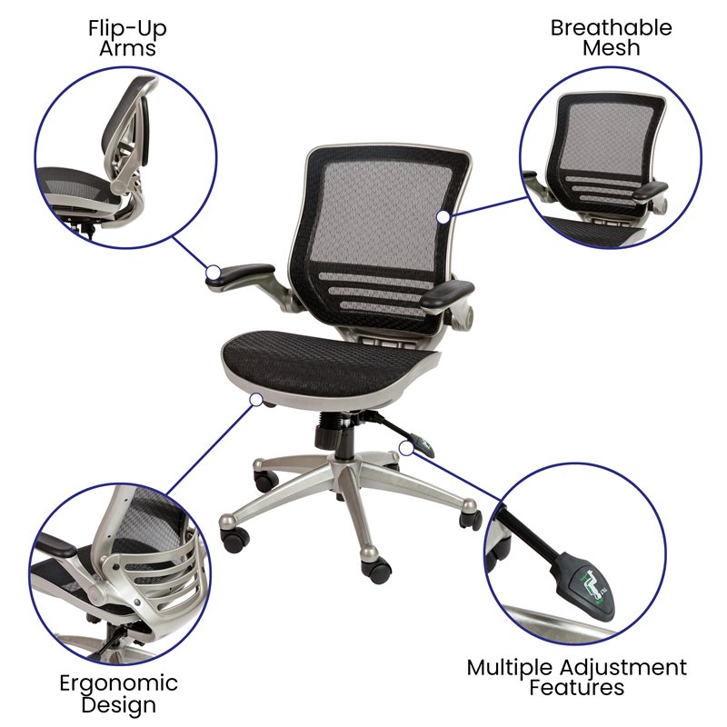 Flash Furniture Mid-Back Mesh Office Swivel Chair in Black and Graphite