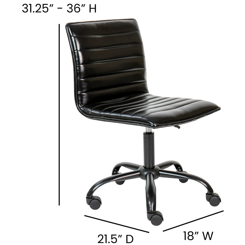 Flash Furniture Faux Leather Low Back Office Swivek Chair in Black