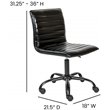 Flash Furniture Faux Leather Low Back Office Swivek Chair in Black