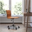 Flash Furniture Faux Leather Low Back Office Swivek Chair in Brown and Chrome
