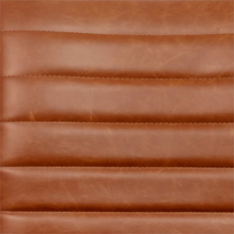 Flash Furniture Faux Leather Low Back Office Swivek Chair in Brown and Chrome