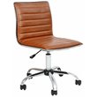Flash Furniture Faux Leather Low Back Office Swivek Chair in Brown and Chrome