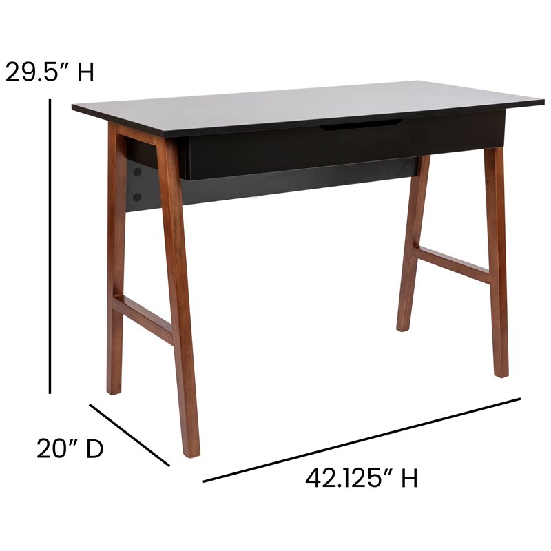 Flash Furniture Wooden Computer Desk in Black and Walnut