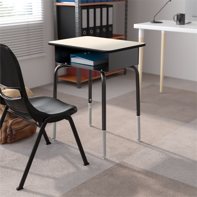 Flash Furniture Open Front Laminate Top Classroom Desk in Gray