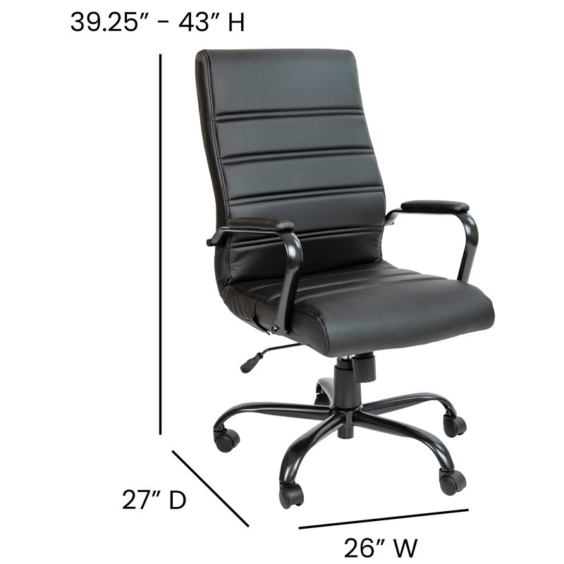 Flash Furniture Leather High Back Office Chair in Black