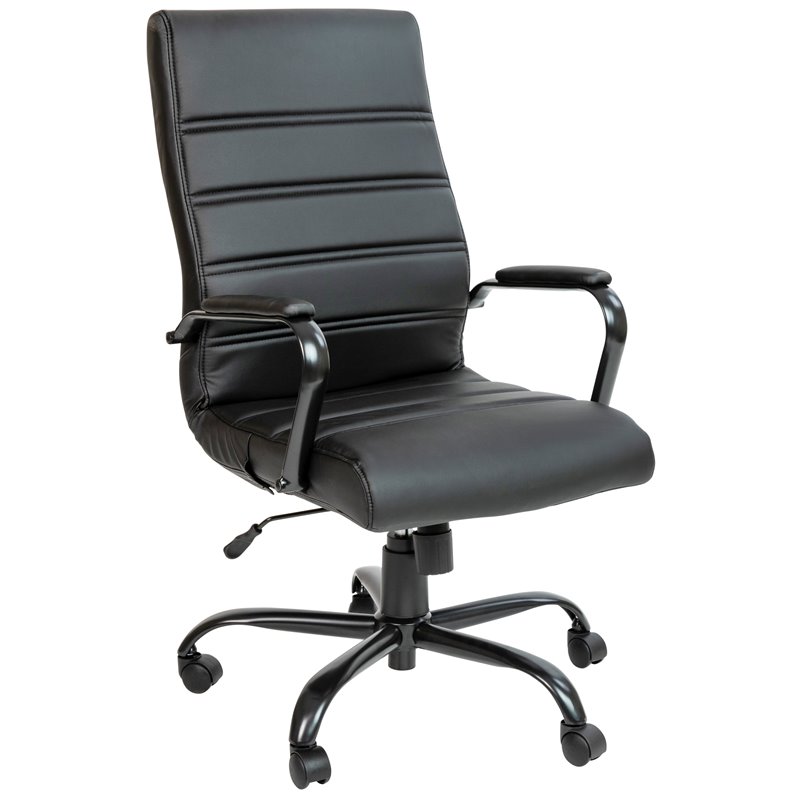 Flash Furniture Leather High Back Office Chair in Black