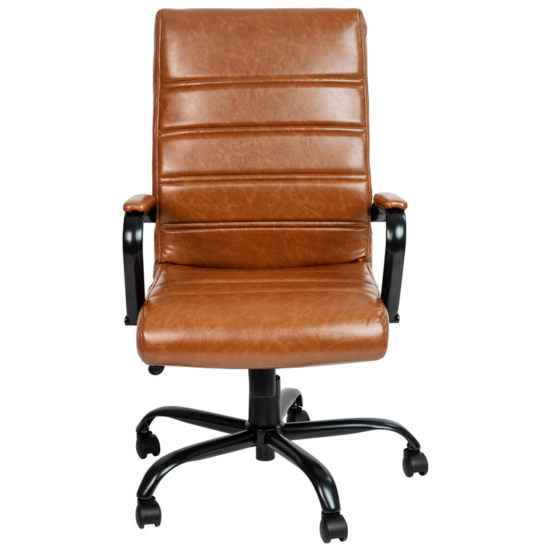 Flash Furniture Leather High Back Office Chair in Brown