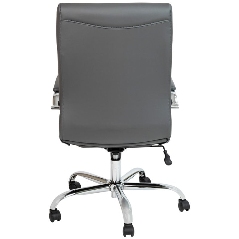 Flash Furniture Leather High Back Office Chair in Gray