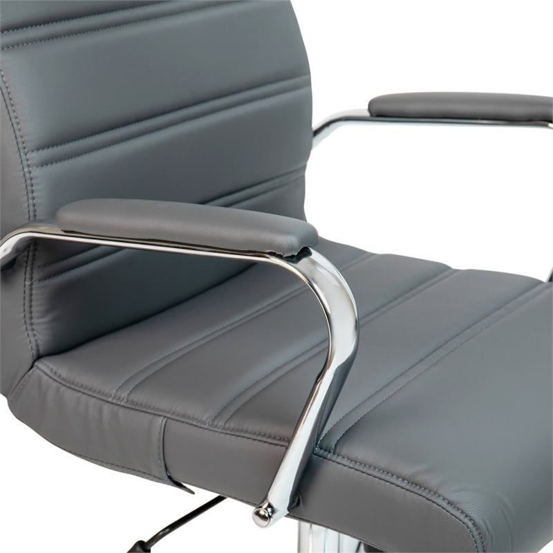 Flash Furniture Leather High Back Office Chair in Gray