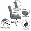 Flash Furniture Leather High Back Office Chair in Gray