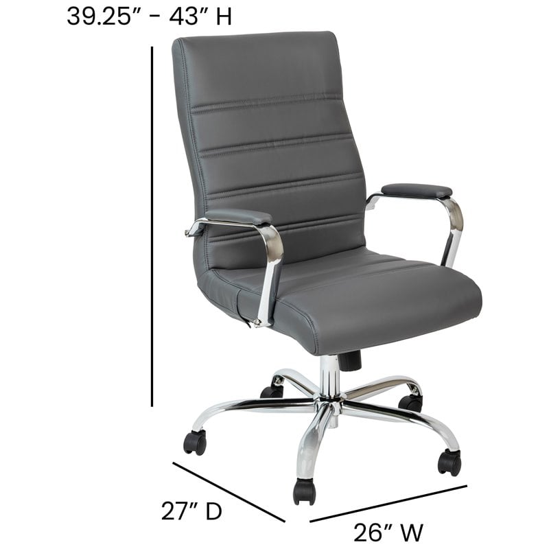 Flash Furniture Leather High Back Office Chair in Gray