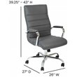 Flash Furniture Leather High Back Office Chair in Gray