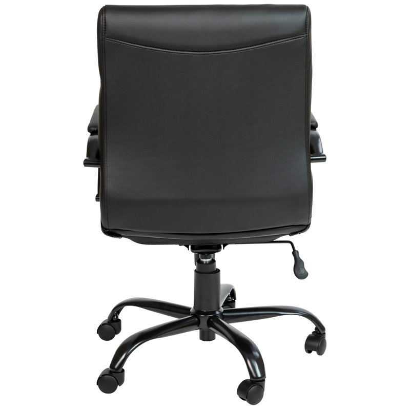 Flash Furniture Leather Mid-Back Office Swivel Chair in Black