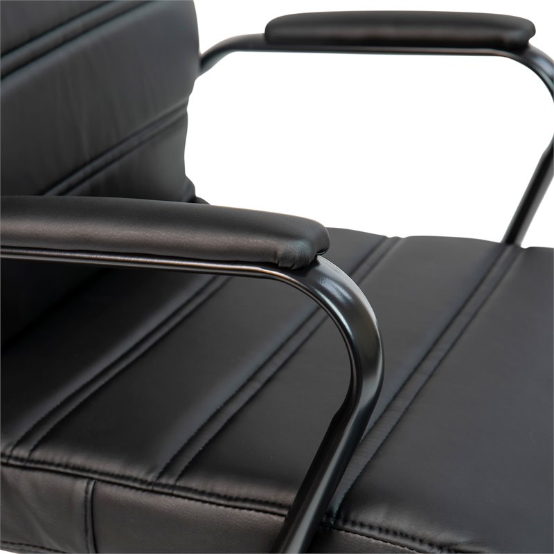 Flash Furniture Leather Mid-Back Office Swivel Chair in Black