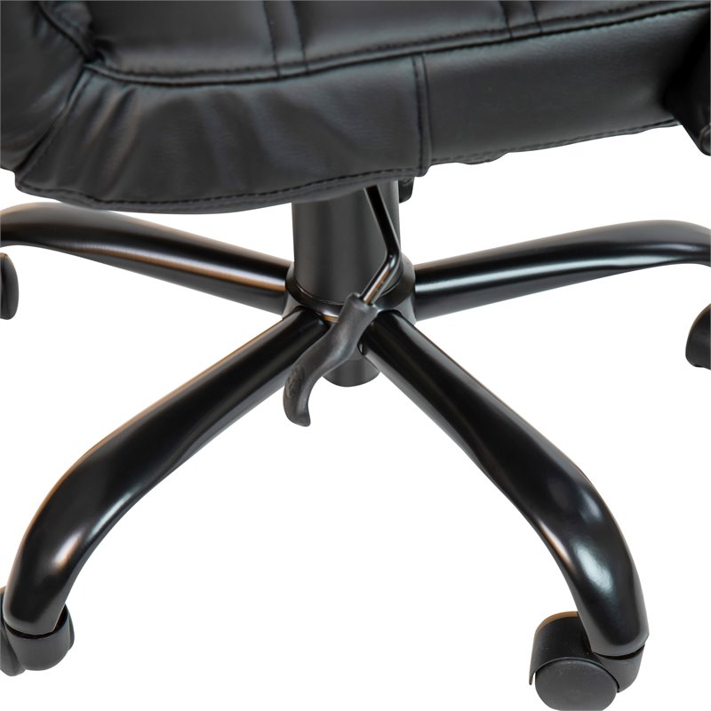 Flash Furniture Leather Mid-Back Office Swivel Chair in Black