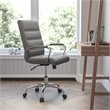 Flash Furniture Leather Mid-Back Office Swivel Chair in Gray