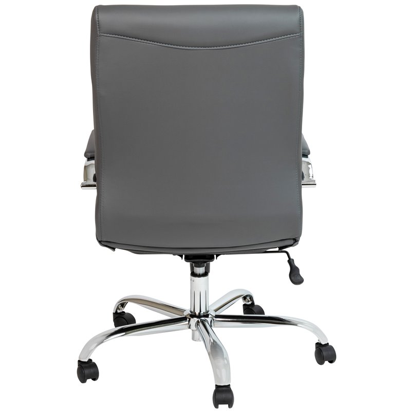 Flash Furniture Leather Mid-Back Office Swivel Chair in Gray