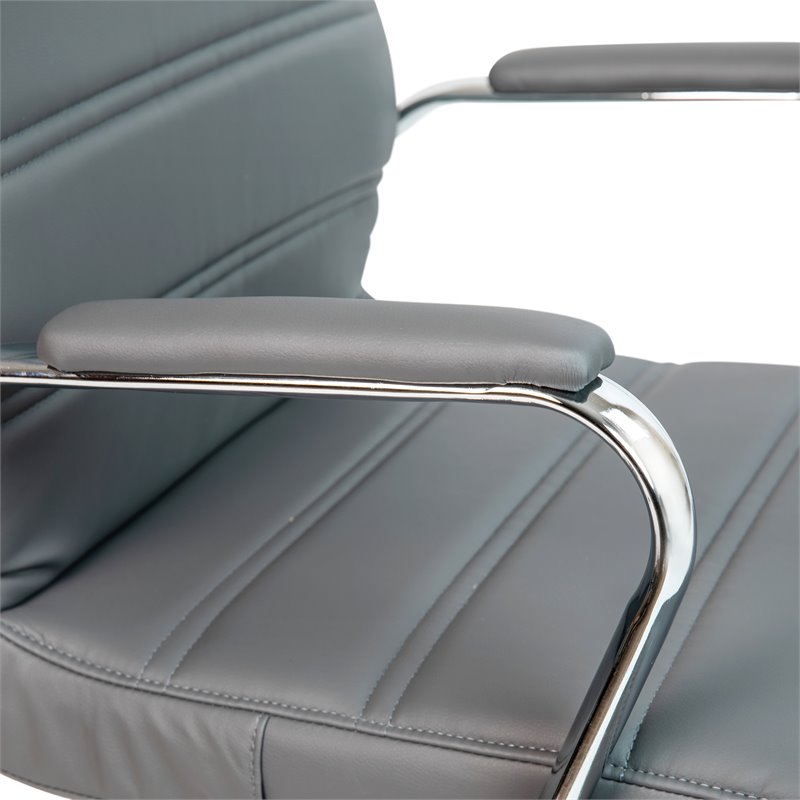 Flash Furniture Leather Mid-Back Office Swivel Chair in Gray