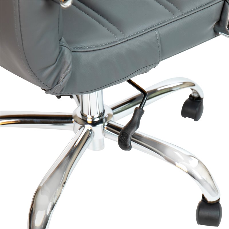 Flash Furniture Leather Mid-Back Office Swivel Chair in Gray