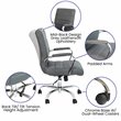 Flash Furniture Leather Mid-Back Office Swivel Chair in Gray