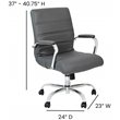 Flash Furniture Leather Mid-Back Office Swivel Chair in Gray