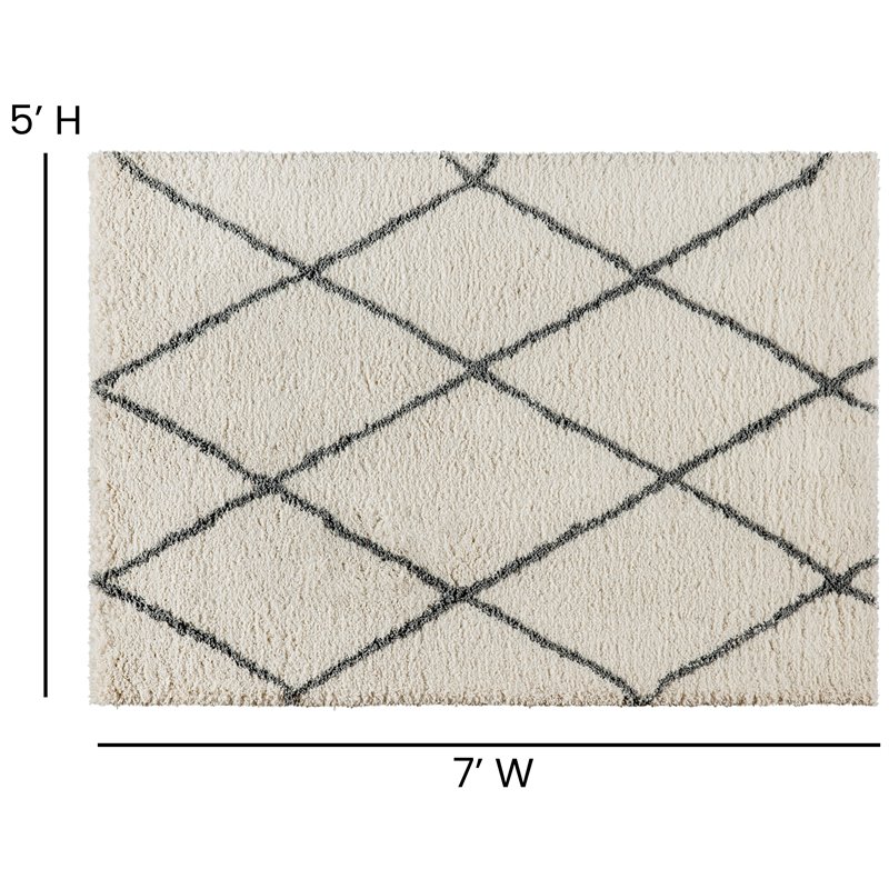 Flash Furniture 5' x 7' Polyester Area Rug in Ivory and Gray