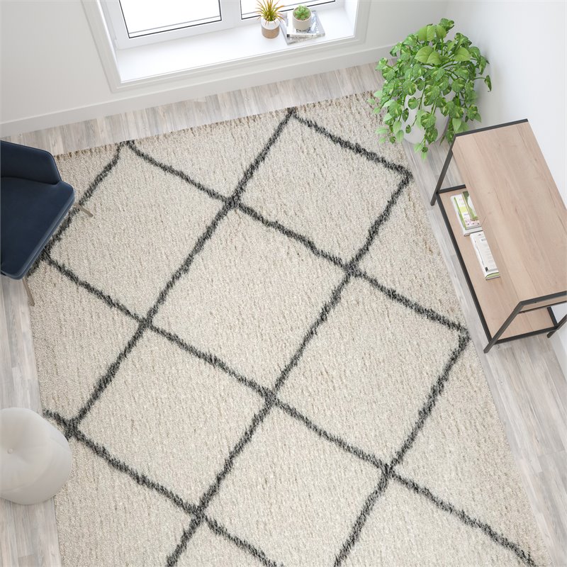 Flash Furniture 8' x 10' Polyester Area Rug in Ivory and Gray