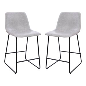 Flash Furniture 24&quot LeatherSoft Counter Height Stool in Gray (Set of 2)