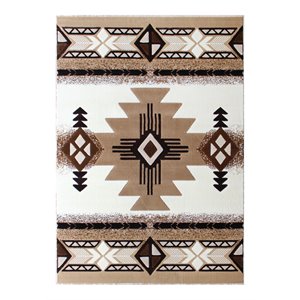 Flash Furniture Mohave 60&quot x 84&quot Southwestern Olefin Fabric Area Rug in Ivory