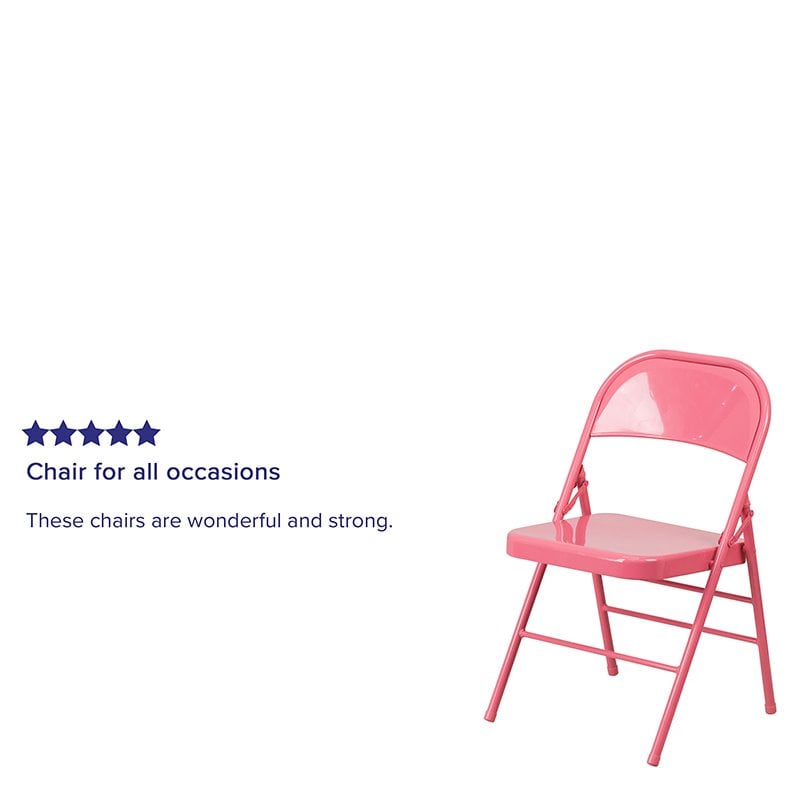 Flash Furniture Hercules Colorburst Metal Folding Chair in Pink (Set of 2)