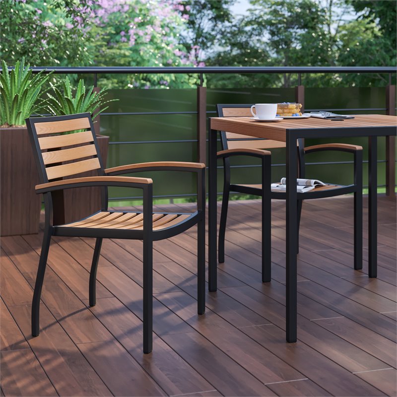 Flash Furniture Stackable All-Weather Aluminum Patio Chairs in Brown (Set of 2)