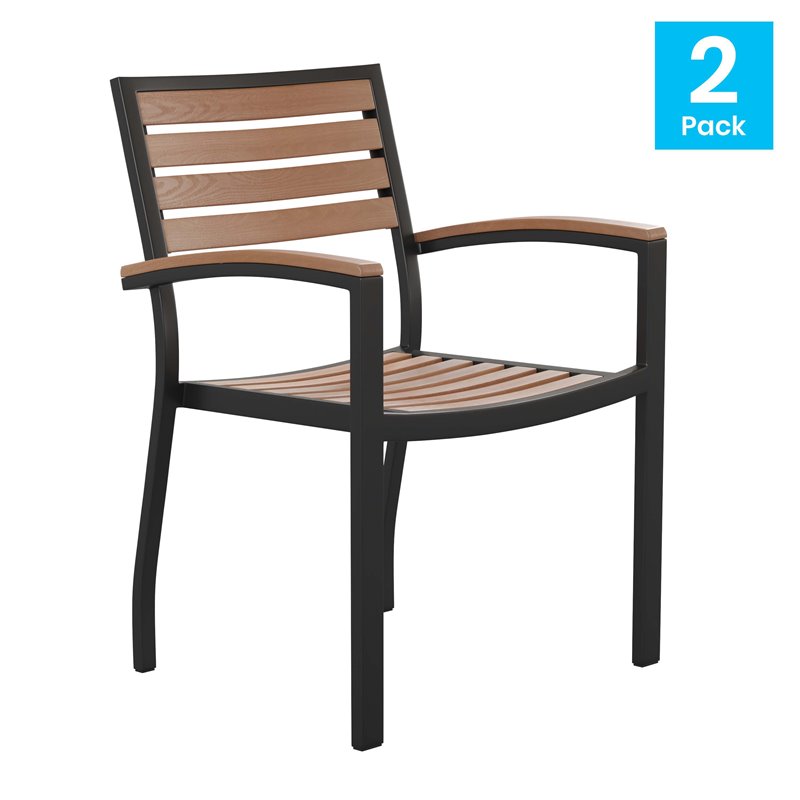 Flash Furniture Stackable All-Weather Aluminum Patio Chairs in Brown (Set of 2)