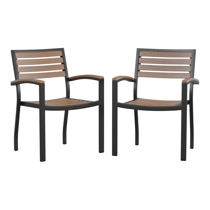 Flash Furniture Stackable All-Weather Aluminum Patio Chairs in Brown (Set of 2)