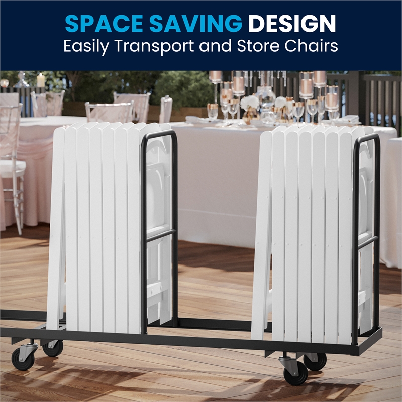 Flash Furniture Hercules Resin and Vinyl Folding Chair in White (Set of 2)