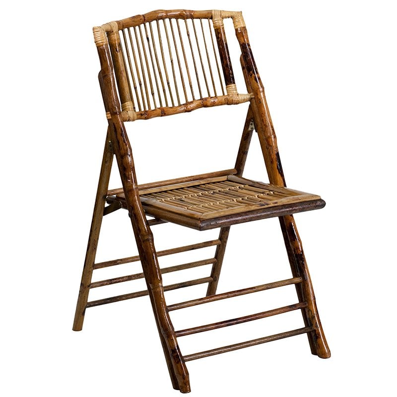 Flash Furniture American Champion Bamboo Folding Chair in Natural (Set of 2)