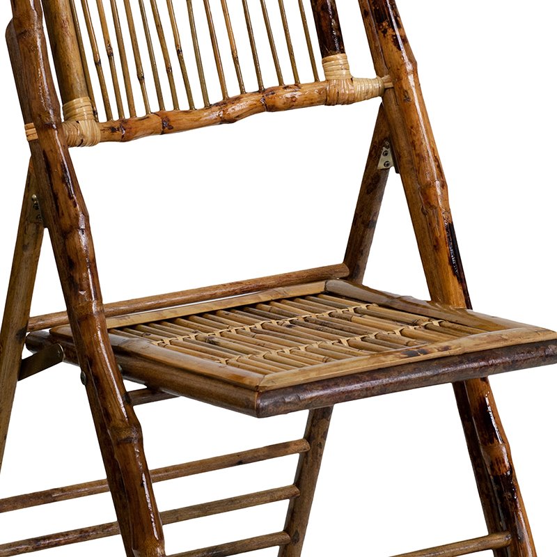 Flash Furniture American Champion Bamboo Folding Chair in Natural (Set of 2)