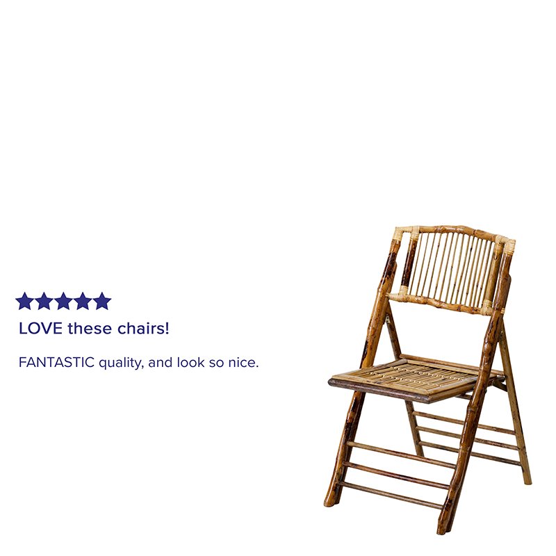 Flash Furniture American Champion Bamboo Folding Chair in Natural (Set of 2)