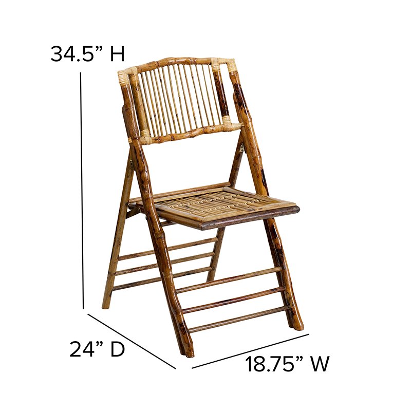 Flash Furniture American Champion Bamboo Folding Chair in Natural (Set of 2)