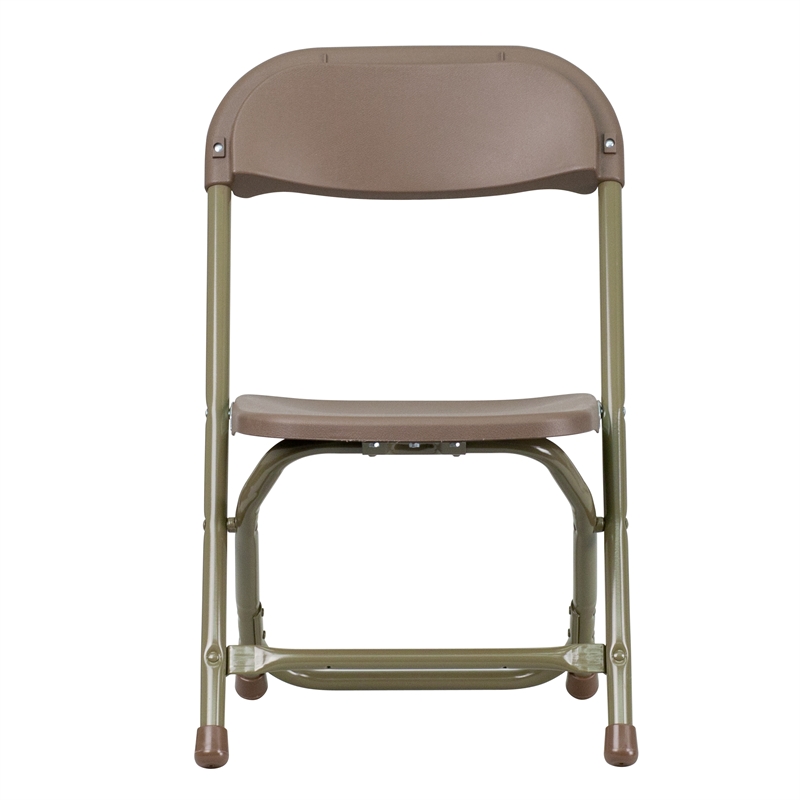 Flash Furniture Plastic and Metal Kid Folding Chair in Brown (Set of 2)