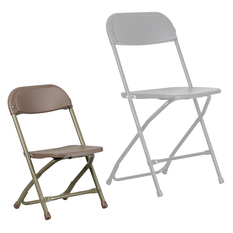 Flash Furniture Plastic and Metal Kid Folding Chair in Brown (Set of 2)